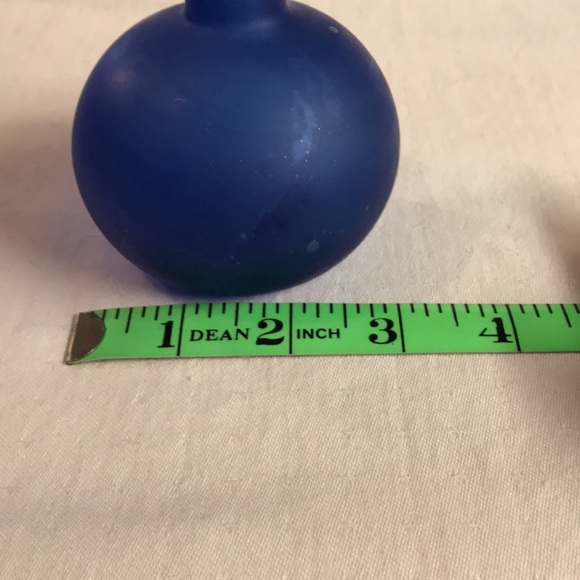 Vintage Small Frosted Cobalt Blue Pitcher with Frosted Handle - Picture 9 of 9